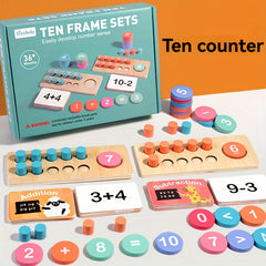 Wooden Ten Frame Math Learning Toy Counting & Number Sense Development Kit