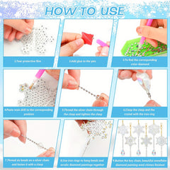 6pcs Snowflake Faux Diamond Painted Hanging Pendant Set