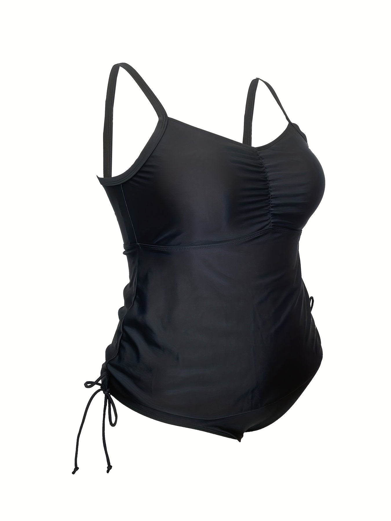 Solid Ruched Swimsuit Set