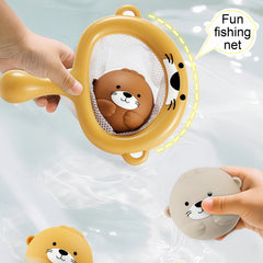Baby and Toddler Bathroom Play Toys Otter Net Basket Floating Ball Bath Time Fun