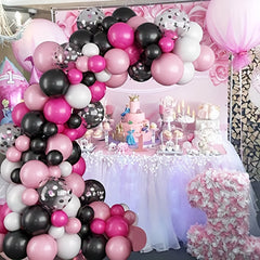 114-Piece Pink Rose Red Balloon Garland Set for Girls' Birthday & Wedding