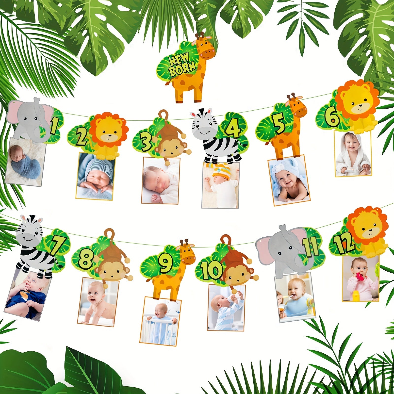 1st Birthday Photo Banner Deer Forest Animal Party Decor