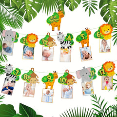 1st Birthday Photo Banner Deer Forest Animal Party Decor