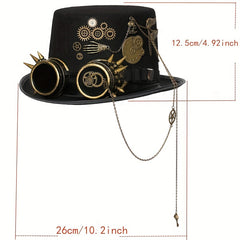 Heavy Metal Chain Steampunk Hat Gothic Noble Skull Rivet Goggles