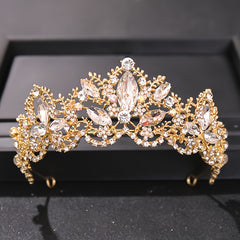Golden Rhinestone Tiara for Bride - Birthday Princess Crown