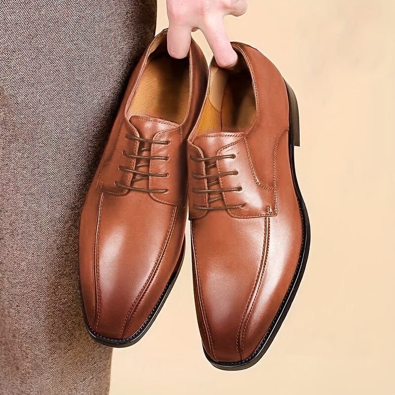 Men's British Style Square Toe Derby Shoes for Wedding Business
