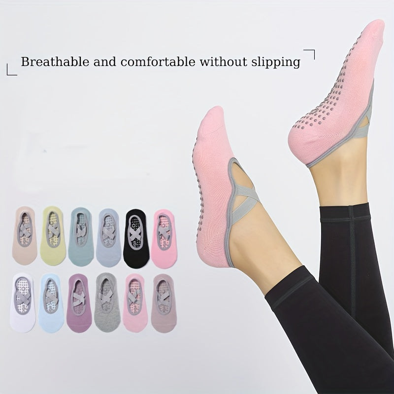 Anti-Slip Yoga Socks with Cross Strap Gripper for Barre Ballet Pilates