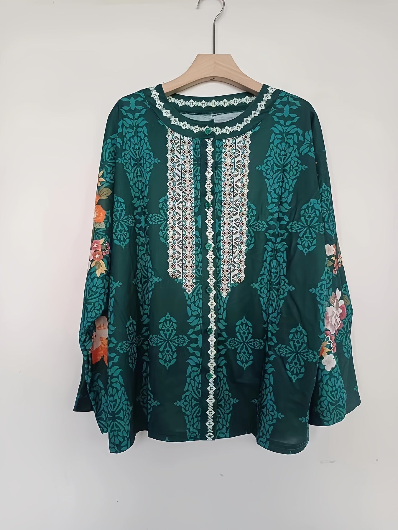 Floral Print Button Up Boho Blouse