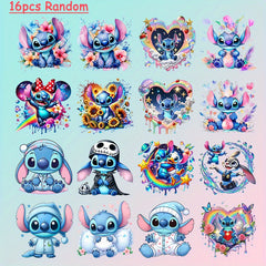 16pcs Stitch Iron On Heat Transfer Stickers for Clothing T Shirts