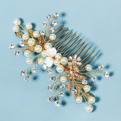 Golden Flower Wedding Hair Comb Bridal Hair Piece