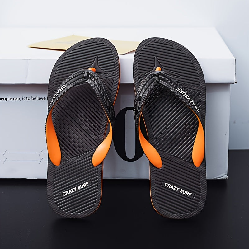 Men's Striped Non Slip Flip Flops Casual Slippers For Beach Pool Shower