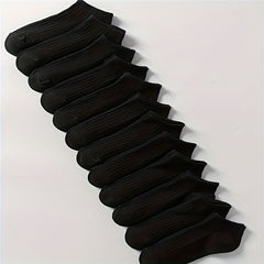 12 Pairs Solid Ribbed Socks All Match Women's Stockings