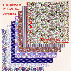 8pcs 9.8x9.8 Quilting Fabric Cotton DIY Doll Clothes Craft Sewing