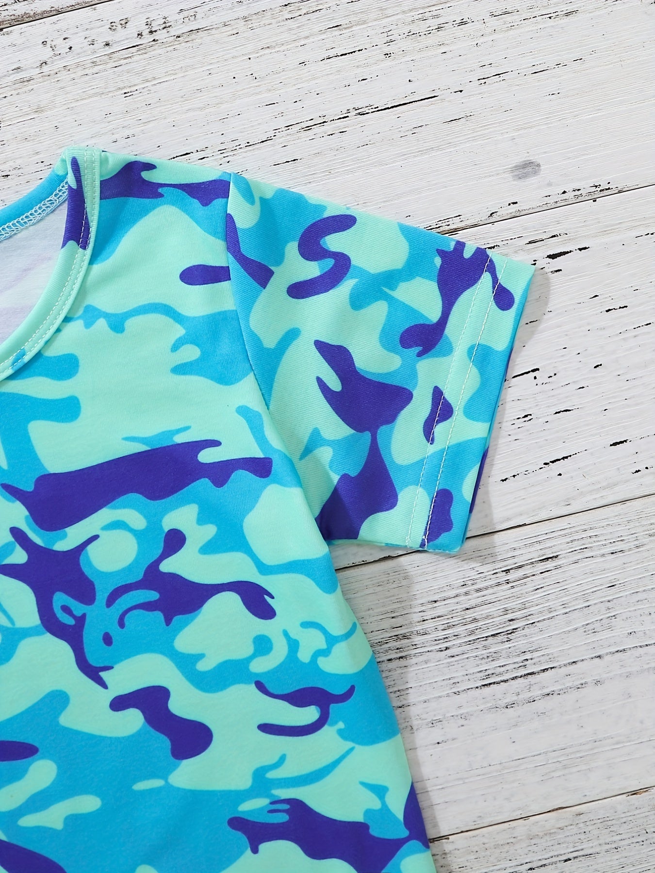 Boys Camo T Shirt and Shorts Set for Summer
