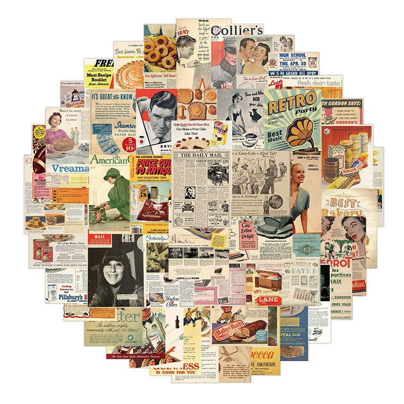 50pcs Classic Retro Posters Doodle Waterproof Stickers DIY Creative Toys