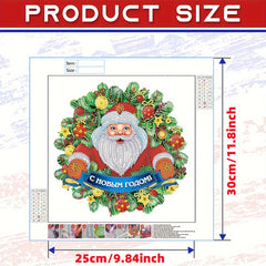Christmas Wreath Santa Claus Special Shape Diamond Painting Kit