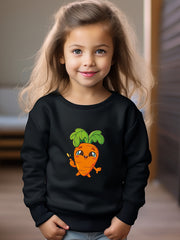 Girls Carrot Pattern Crew Neck Sweatshirt Spring Fall Christmas Gift
