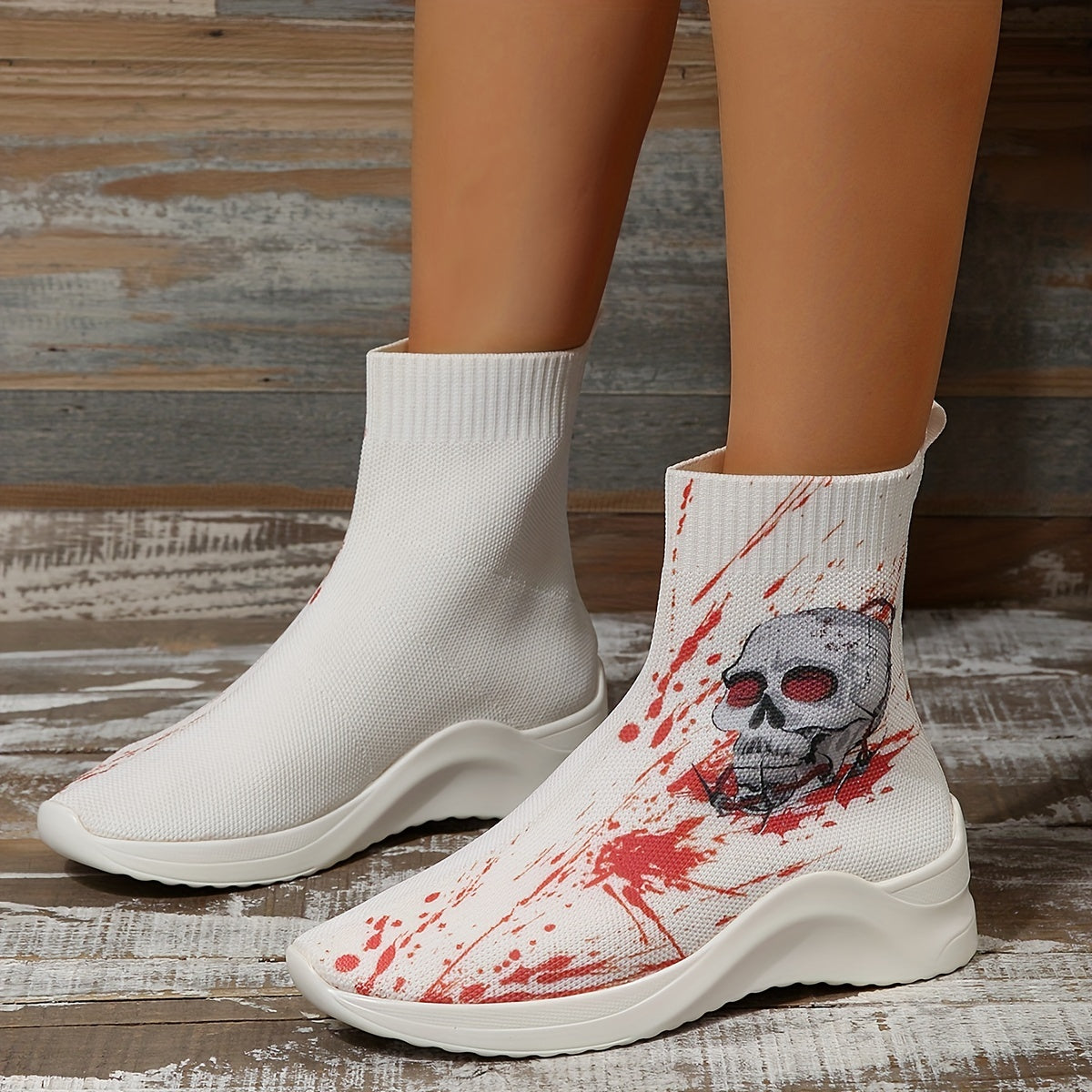 Women's Skull & Blood Ankle Boots Halloween Sneakers