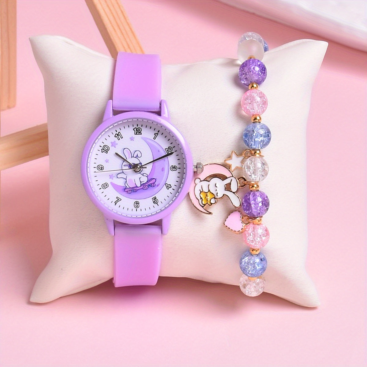 2pcs Set Rabbit On The Moon Girls Quartz Watches with Bracelet