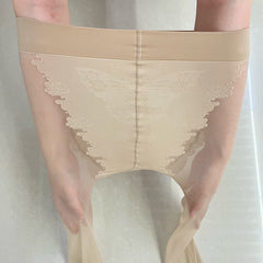 Butterfly Jacquard Pantyhose High Waist Slim Footed Stockings