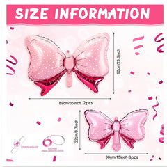 Pink Bow Balloon Girl Party Decoration Large Bow Aluminum Foil Balloon