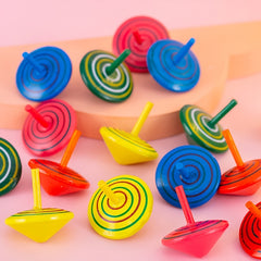 Colorful Wooden Spinning Tops for Fun Celebrations and Gifts