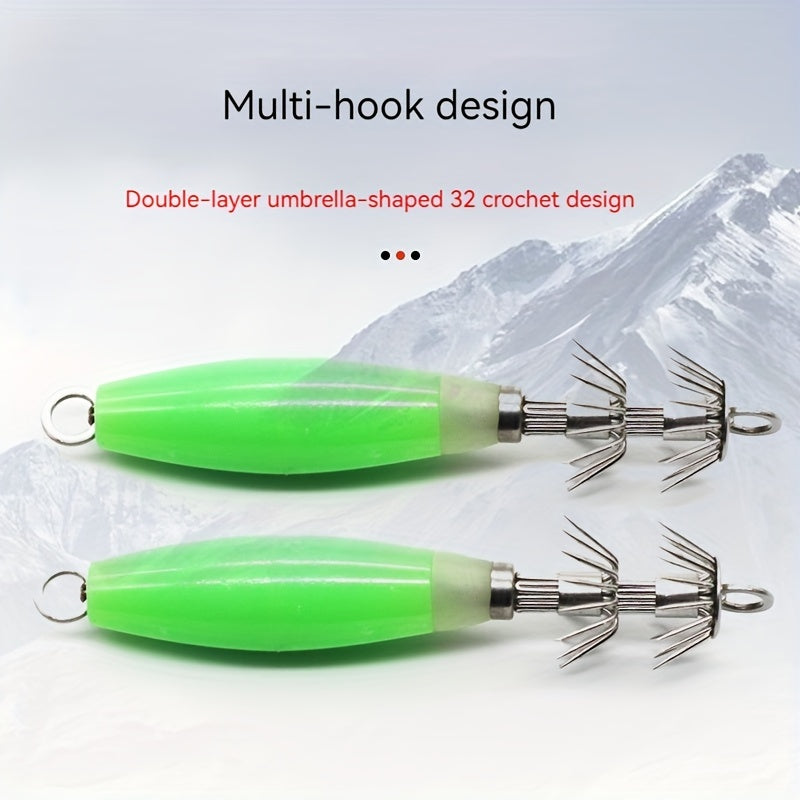 1pc Stainless Steel Luminous Squid Hook Night Light Octopus Hook Sea Fishing Acc