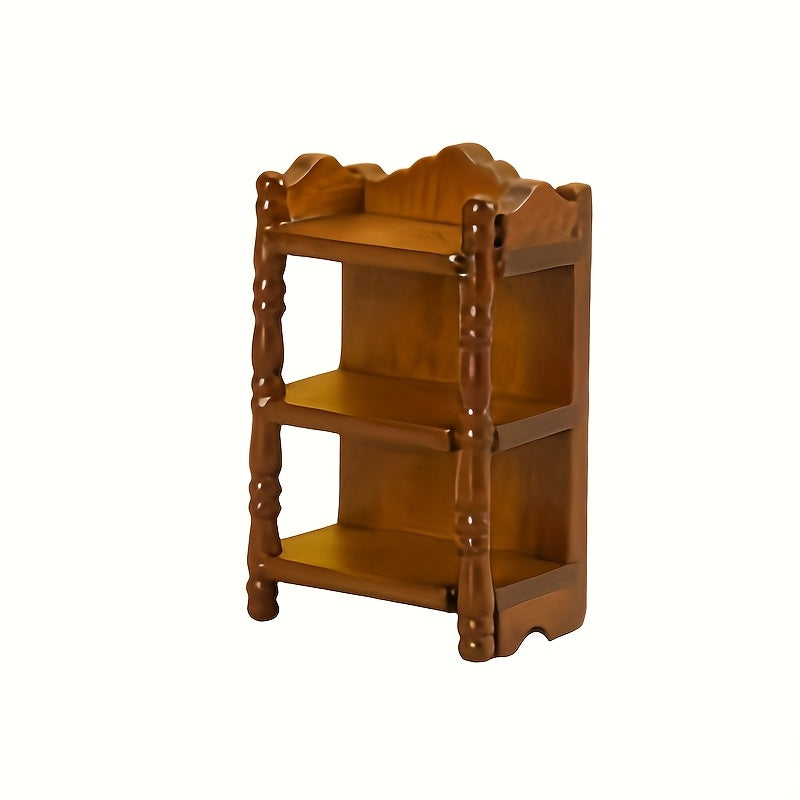 1:12 Scale Dollhouse Bedside Storage Shelf, Dark Brown Furniture