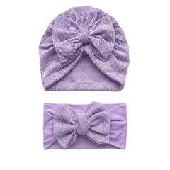 Baby Striped Bandana Hat & Headband Set for All Seasons