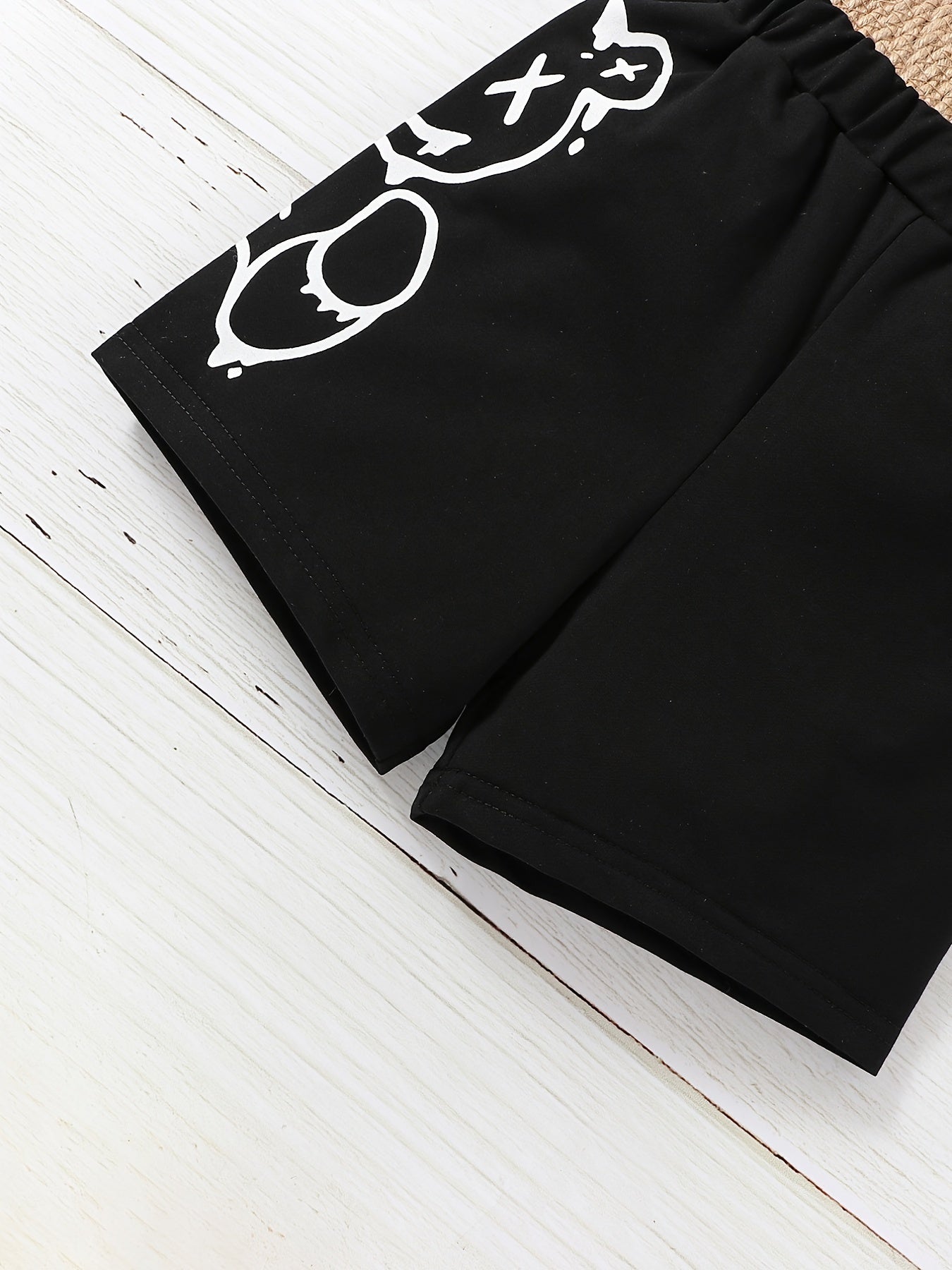 Boys Bear Graphic Print Elastic Waist Shorts for Summer