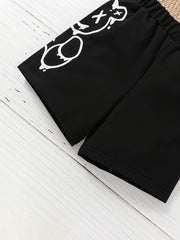 Boys Bear Graphic Print Elastic Waist Shorts for Summer