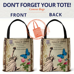 Canvas Bag Urban Landmark Print Lightweight Shopper Handbag