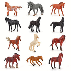 12 Horse Model Sets Realistic Dual Styles Painting 3D Details Toys