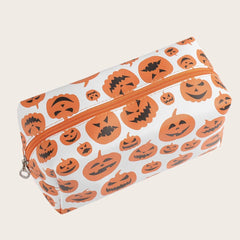 Halloween Pumpkin Print Makeup Bag Square Zipper Pouch