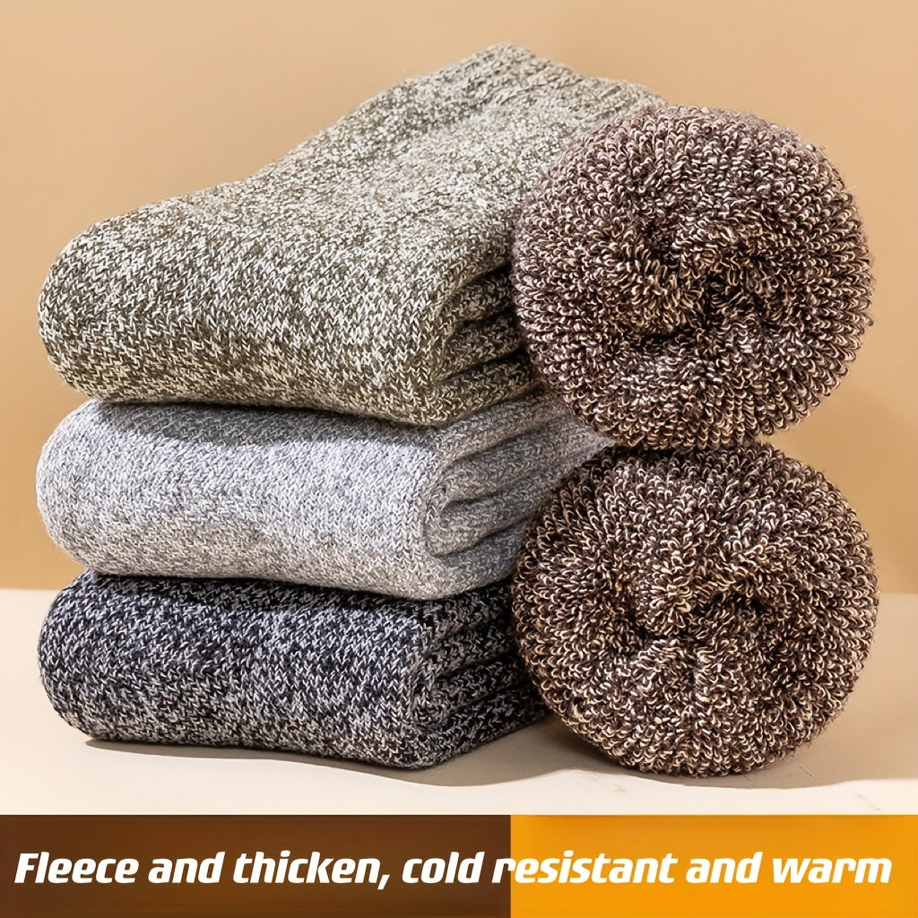 Winter Plus Velvet Wool Warm Socks Men's Plus Size Mid-calf Socks