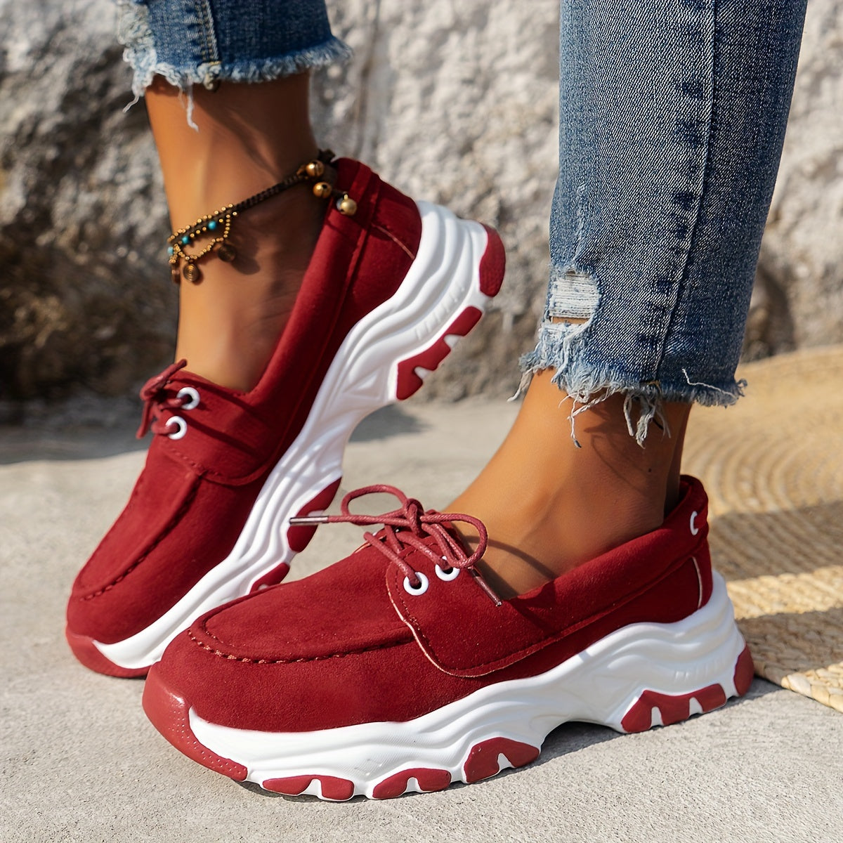 Women's Slip On Casual Shoes Breathable Low Top Lace Up Sports Sneakers