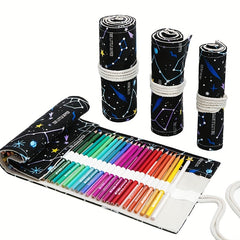 Canvas Pencil Roll Bag with 12/24/48 Holes - Sketching & Makeup Brush Holder
