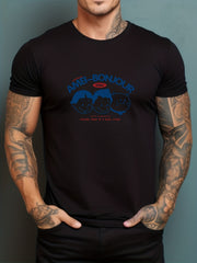 Men's Printed Leisure Sports T shirt Stretch Tee Shirt Summer