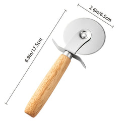 Stainless Steel Pizza Wheel Wooden Handle Single Roller Pizza Cutter