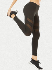 High Elastic Mesh Insert Yoga Leggings Women's Activewear