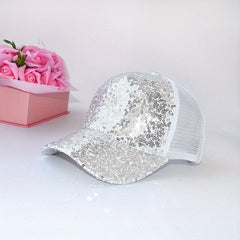 Sequin Mesh Baseball Cap Sun Protection Hat For Outdoor Holiday
