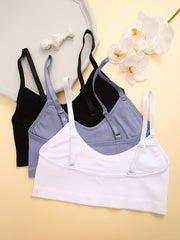 3pcs Knitted Ribbed Sports Bras Breathable Yoga Workout Wireless Bra