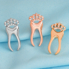 Rhinestone Tooth Pin Brooch Jewelry for Clothes Bags Jackets Hat