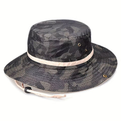 UV Protection Sunshade Bucket Hat Camo Drawstring Unisex Sun Hat