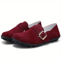 Women's Comfy Slip On Loafers with Buckle Strap