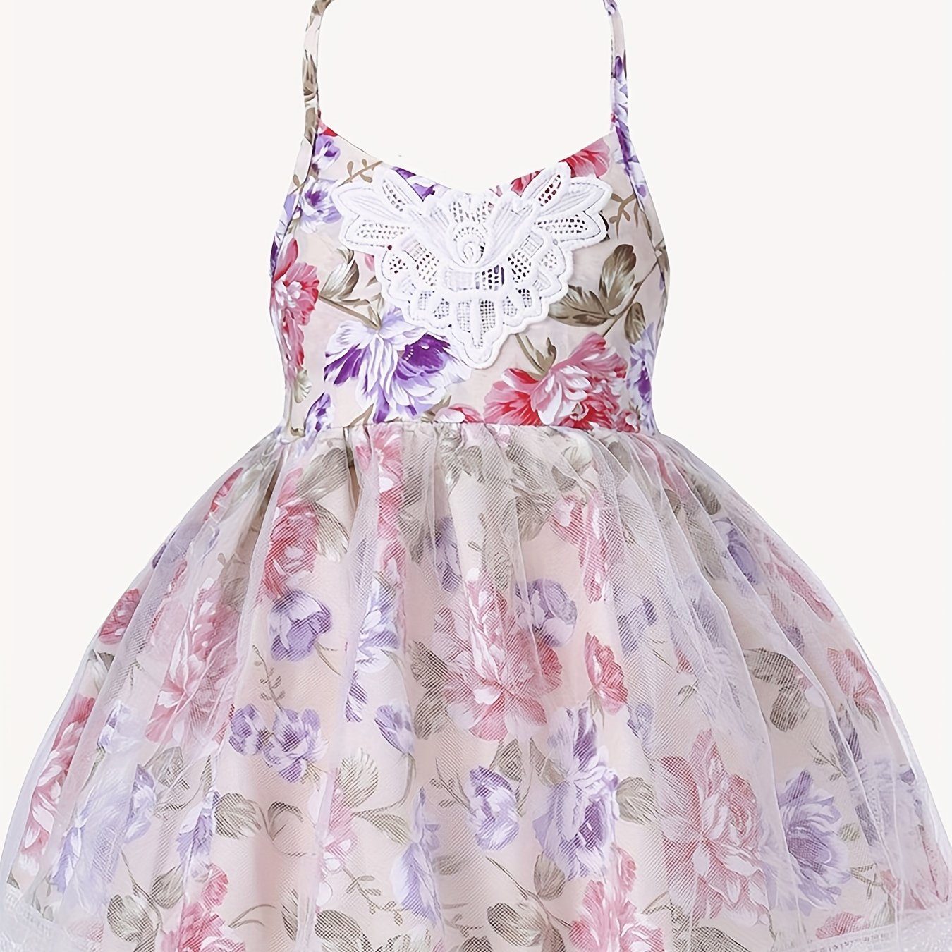 Vintage Toddler Halter Neck Dress with Tulle Lace - Baby Girl Summer Dress