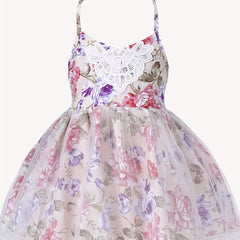 Vintage Toddler Halter Neck Dress with Tulle Lace - Baby Girl Summer Dress