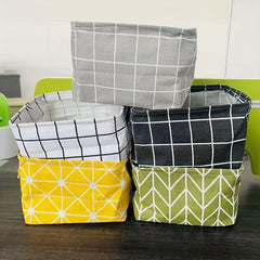 Plaid Pattern Storage Basket Lightweight Versatile Organizer