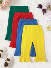 Baby Multicolor Comfortable Solid Trousers 3pcs Set Kids Flared Leg Pants