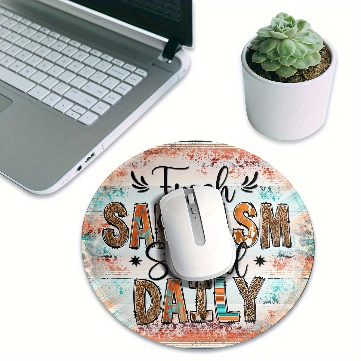 Sarcasm Served Daily Mouse Pad Round Mouse Mat Non Slip Rubber Base Mousepad